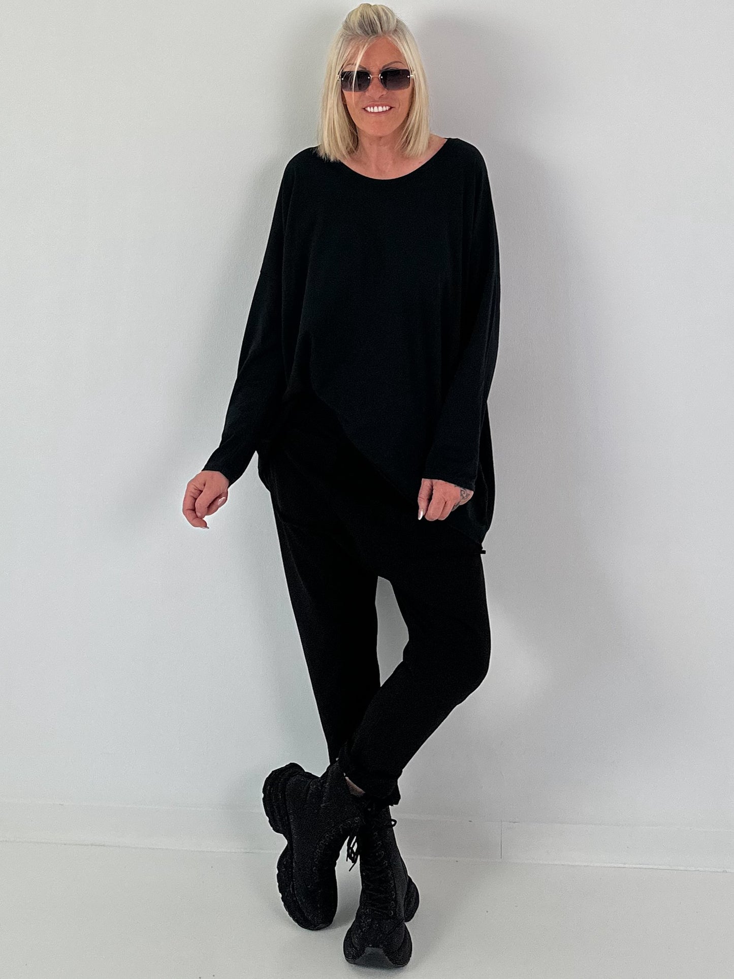 Oversized stone washed t-shirt - black
