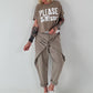 Kurzes Kastiges Shirt mit Print - taupe