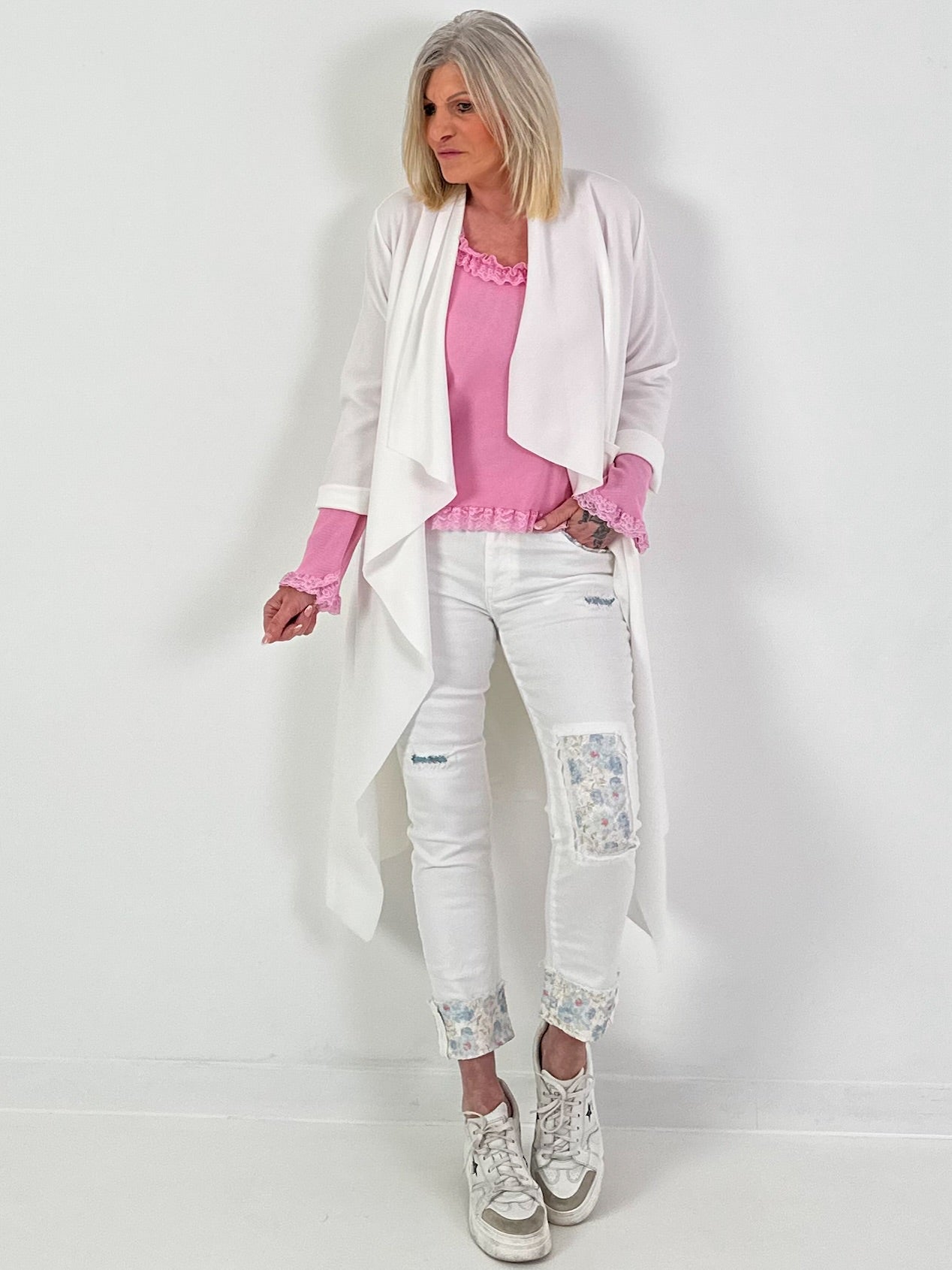 Trui met doodskopmotief - wit