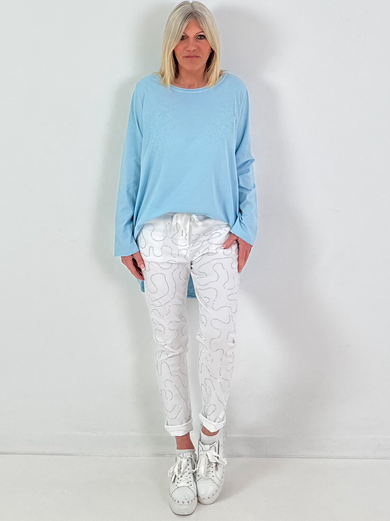 Oversized Shirt "Modell "Easy Flow" - hellblau