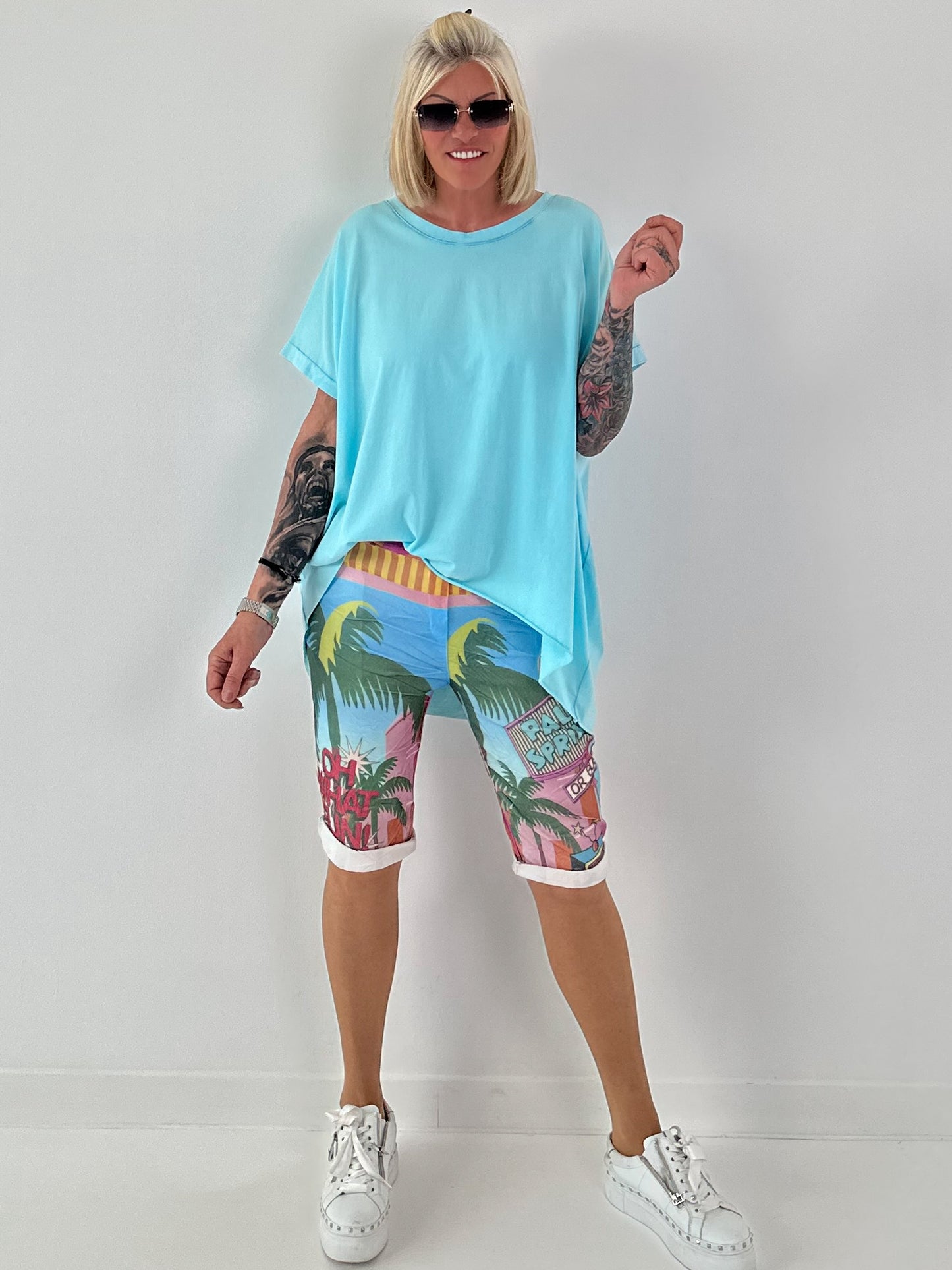 Oversized T-shirt - turquoise