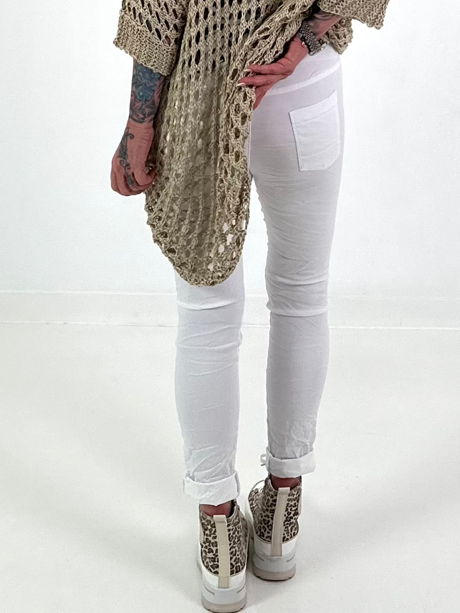 Basic Jogpants mit Bindeband - weiss