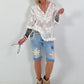 Boho Tunic with Crochet Appliqués - White