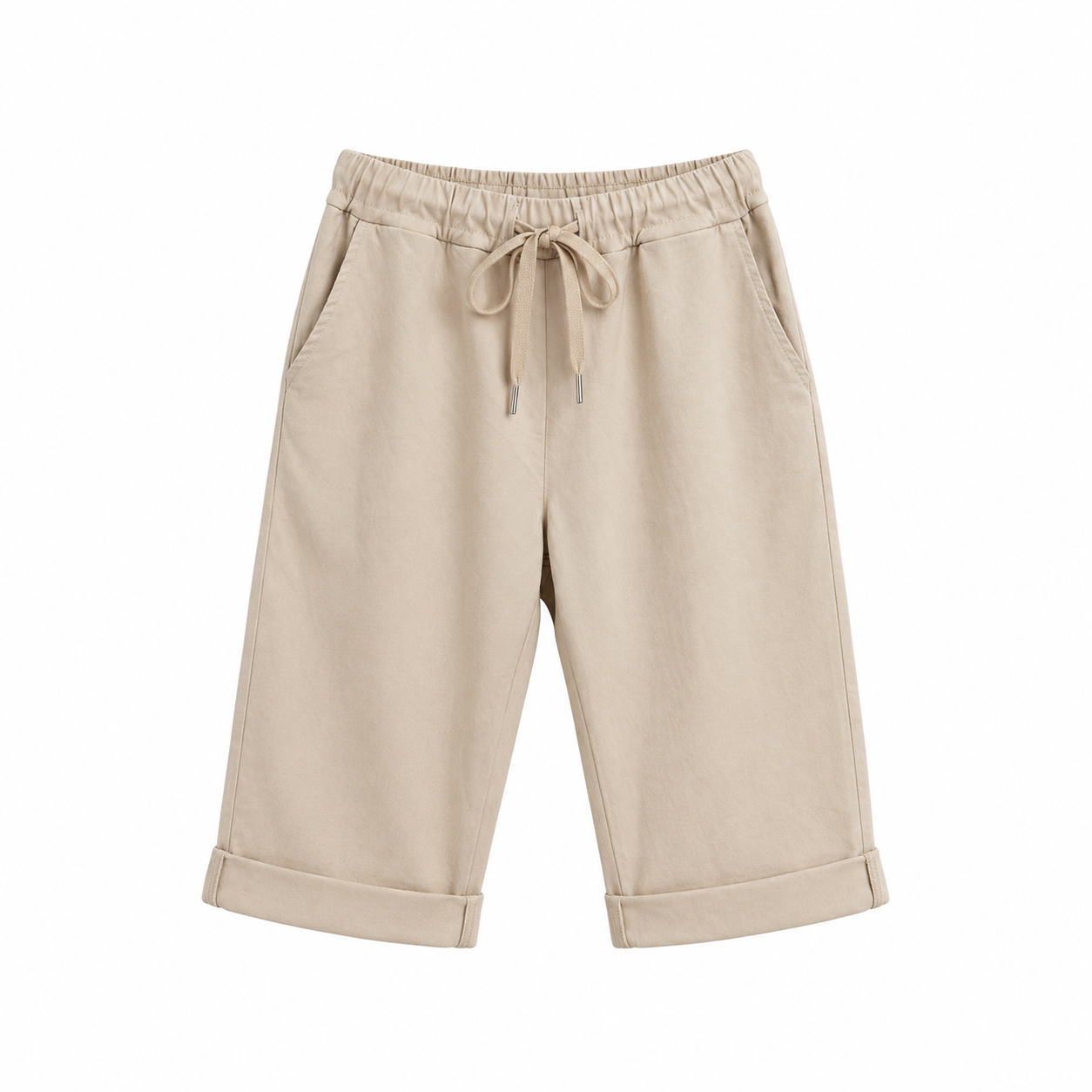 Kurze Hose mit Bindeband - beige