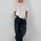 Leichter Pullover mit halben Arm - weiss
