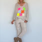 V-hals trui Unlock Your Dreams - beige-meerkleurig