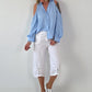 Bluse mit cold shoulder Detail - hellblau
