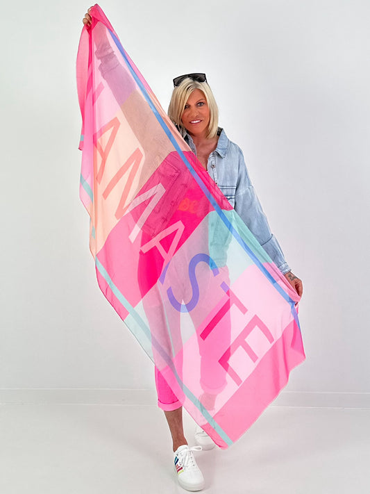 XL Tuch Namaste - neonpink-rosa-türkis