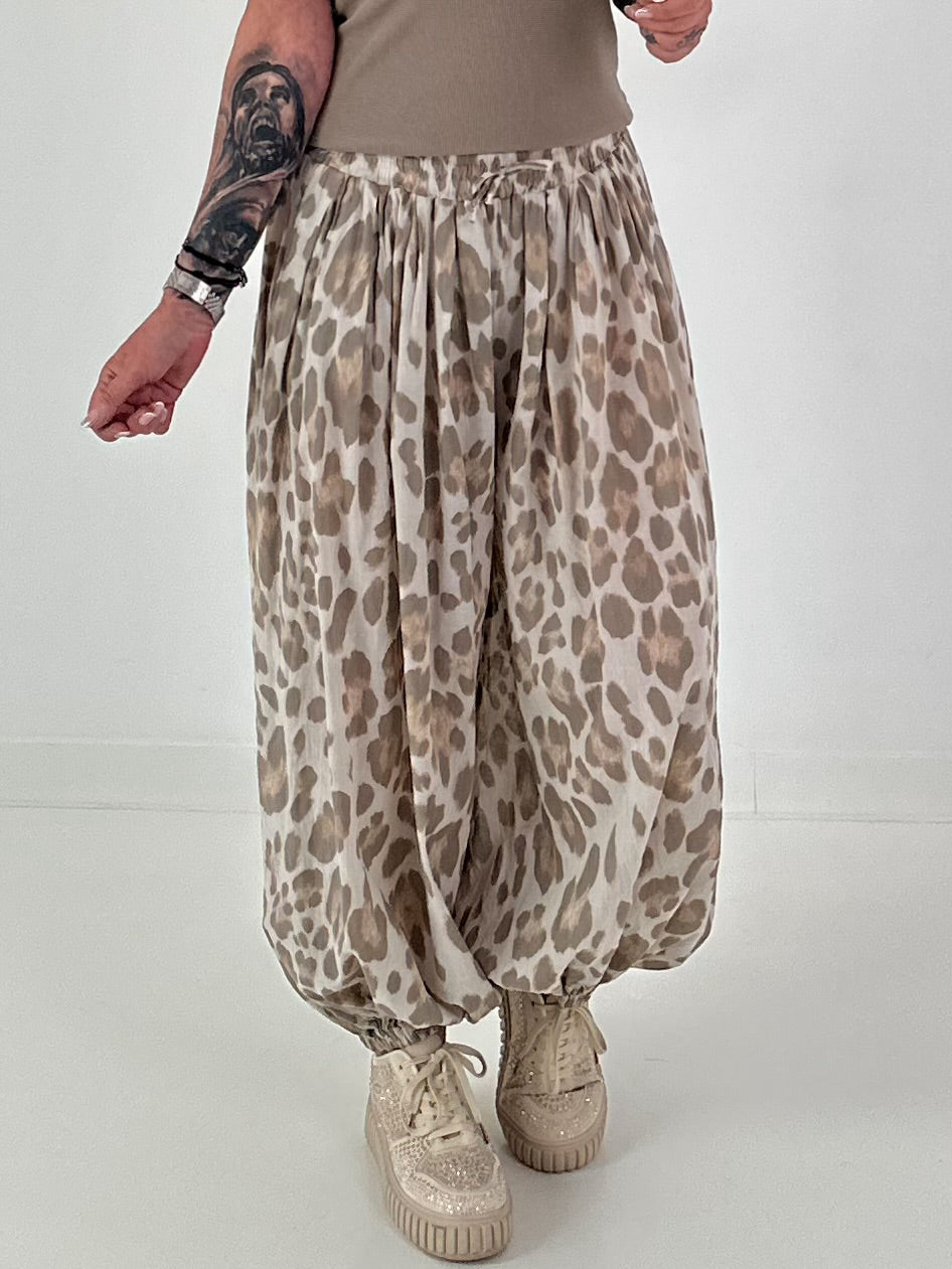Leichte Pumphose mit stylischem Print  - beige-mehrfarbig