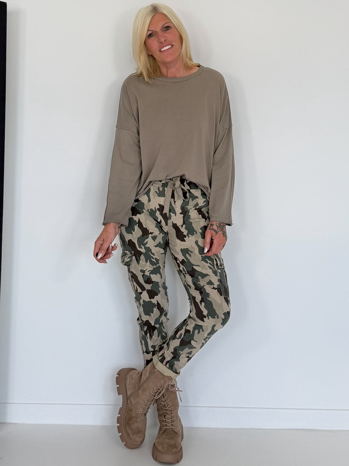 Kastiges Shirt - taupe