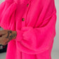 Oversized Strickjacke - neonpink