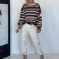 Sweater mit Allover-Streifen-Print - grau-mehrfarbig