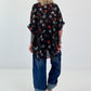 Lightweight oversized patterned blouse - black-multi-coloured