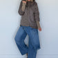 Jacke mit Strickarm und Kapuze - taupe