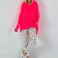 Casual lange hoodie met duimgat - neonroze