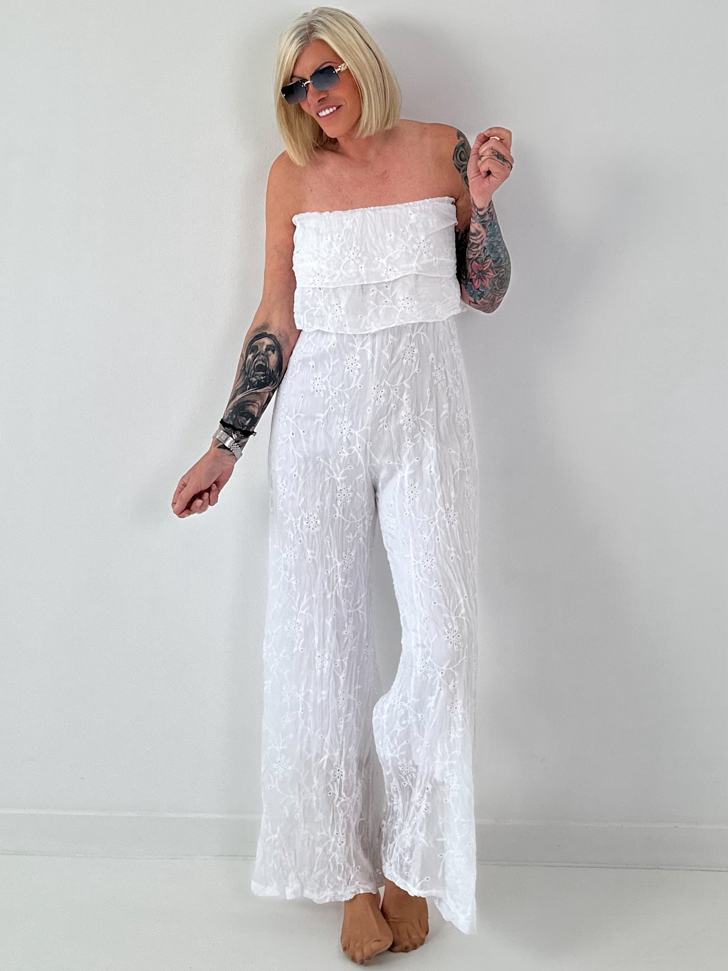 Romantischer Sommer Overall - weiss