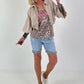 Sommer Crop-Jacke mit halben Arm - beige
