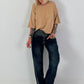 Shirt mit halben Arm und stylischen Außennähten - camel