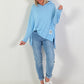 Feinstrick Hoodie - hellblau