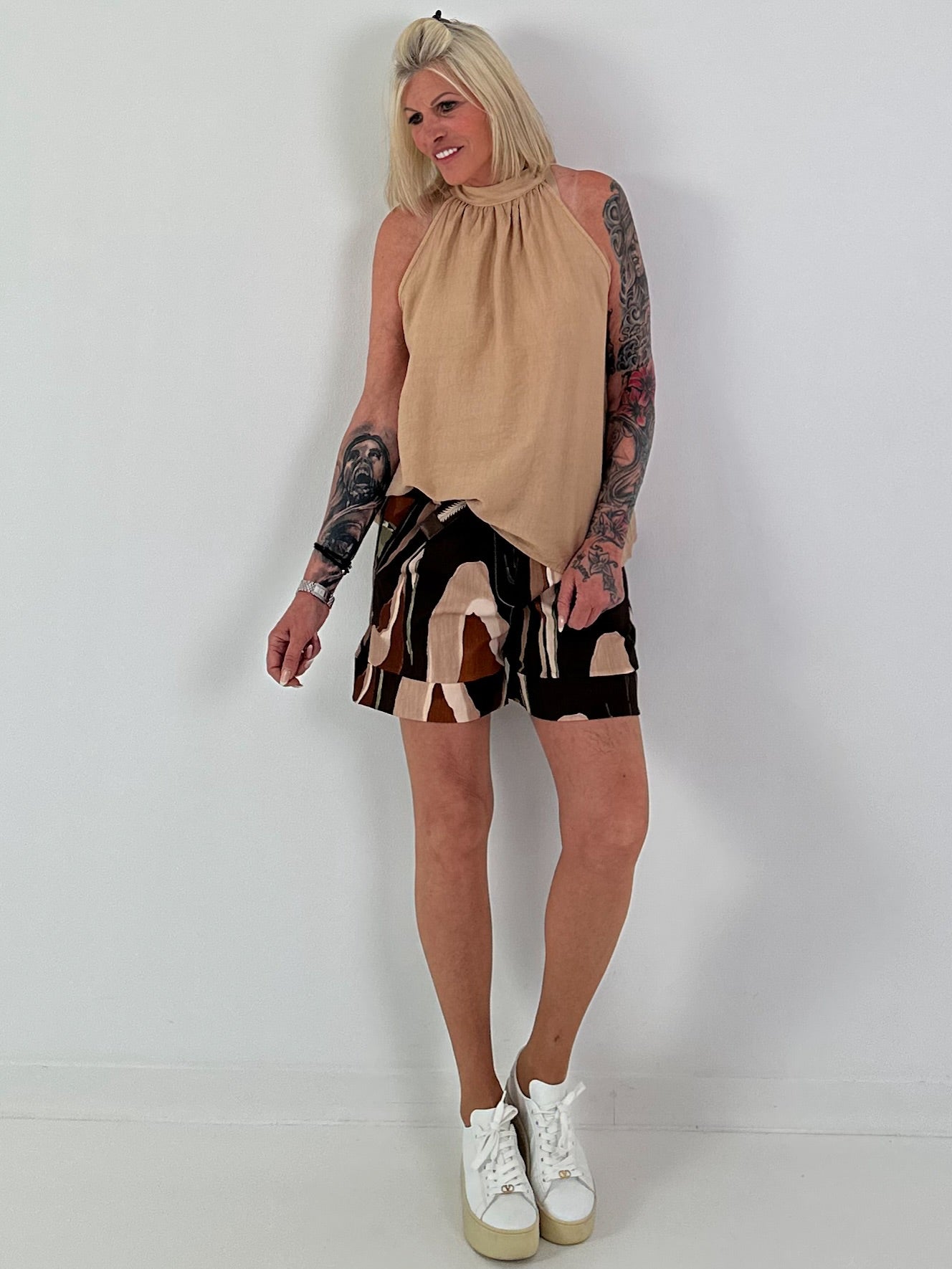 Neckholder Top -camel