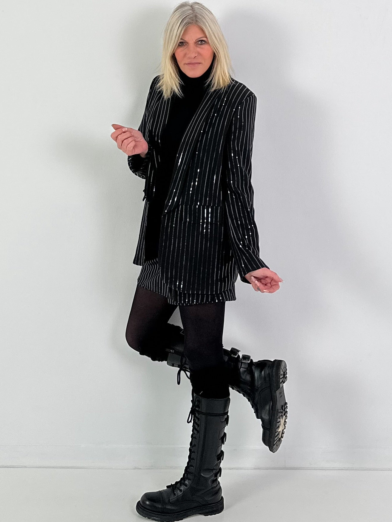 Blazer Modell "Midnight Sparkle" - schwarz-transparente Pailletten