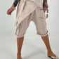 Short baggy shorts with overlap - beige