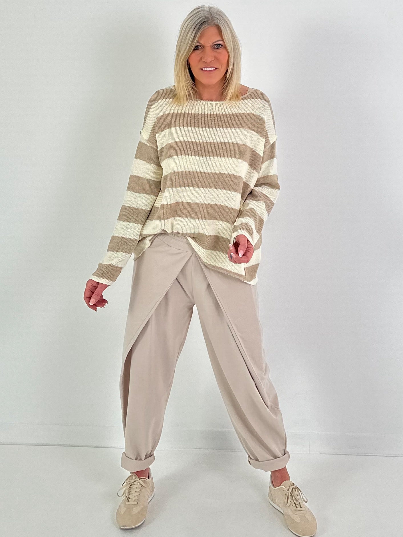 Pullover mit Streifen - beige-taupe ( lieferbar ab 30.01.26)