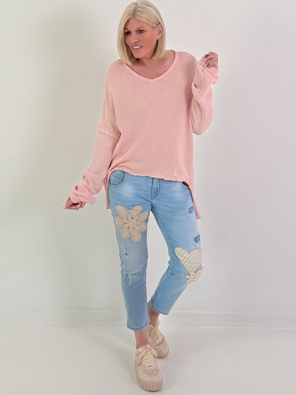 Oversized Strickpullover - rosa