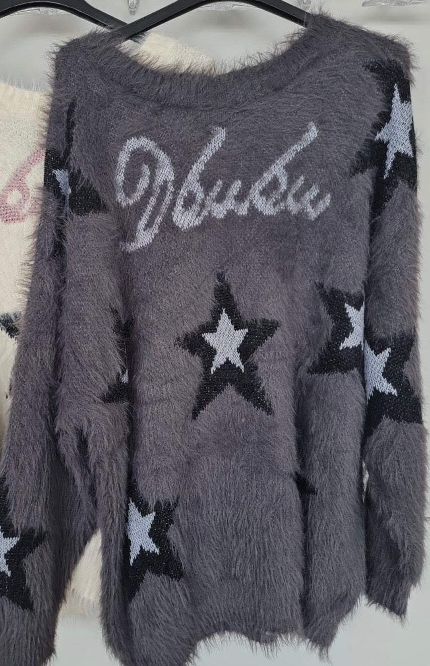 Sweater model "Star Script" - anthracite