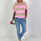 Sweat T-Shirt mit Streifen - taupe-rosa