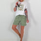 T-shirt met comicprint op de voorkant - wit-khaki