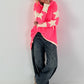 Lässiger Long Hoodie mit Daumenloch und trendigen Sternenelementen - neonpink
