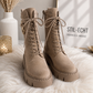 Bootie in Wildleder Optik mit derber Sohle - beige