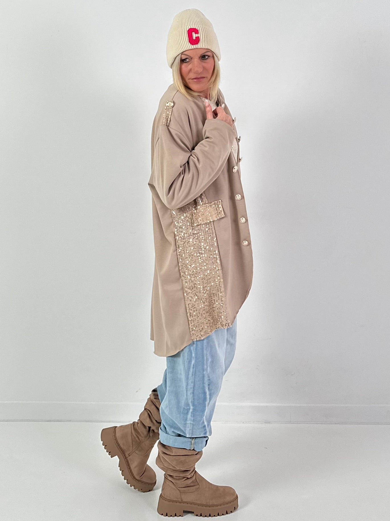 Oversized militair blazer model “Glam Officer” - beige