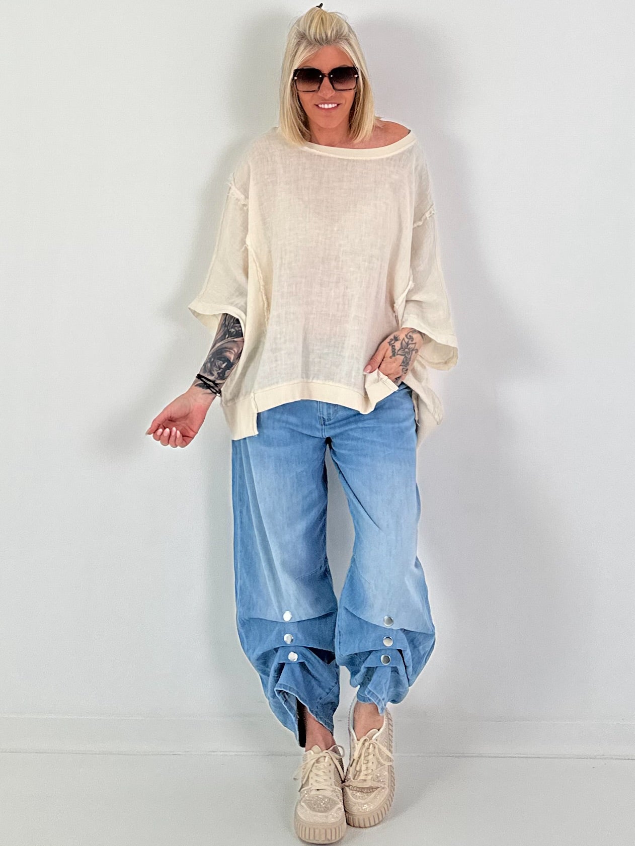 Oversized Linen Shirt - Cream