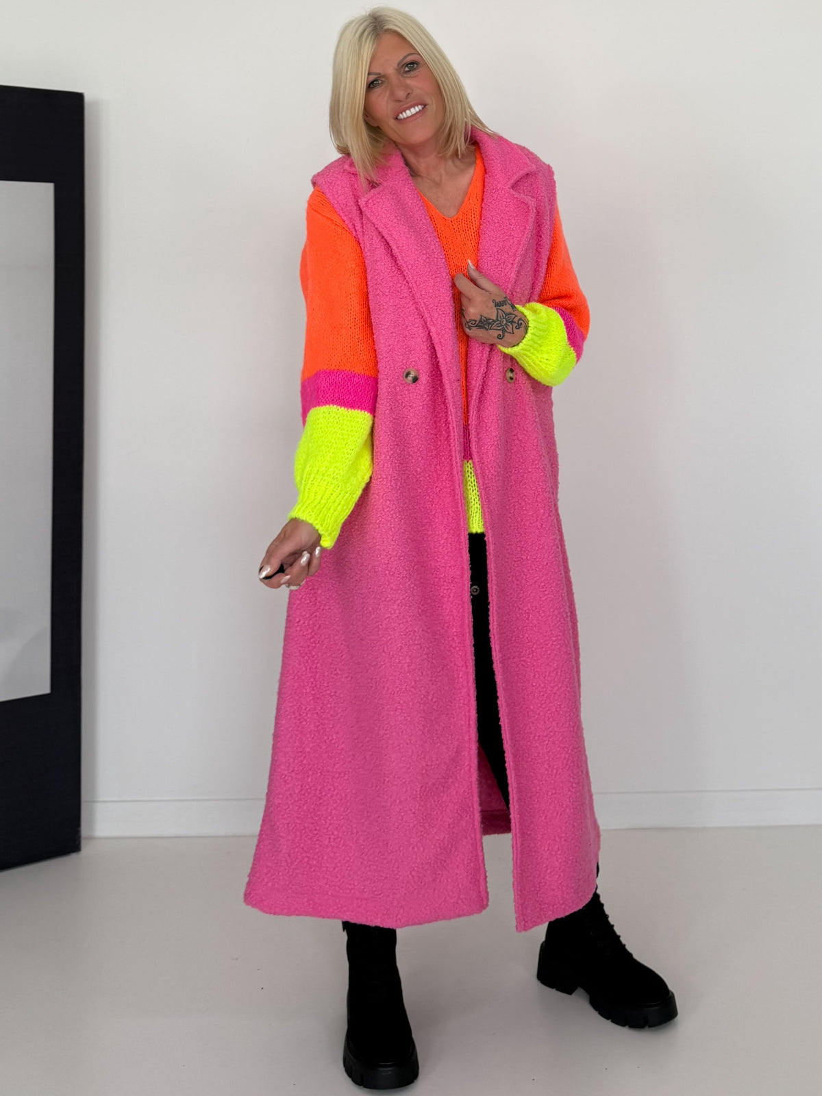 Bouclé Longweste - candypink