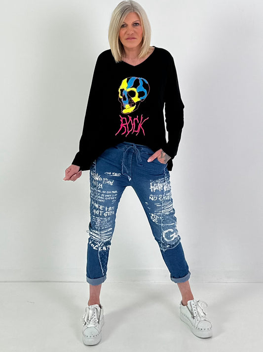 Shirt mit Totenkopf - schwarz