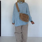 Soft chunky knit sweater with stand-up collar - light blue