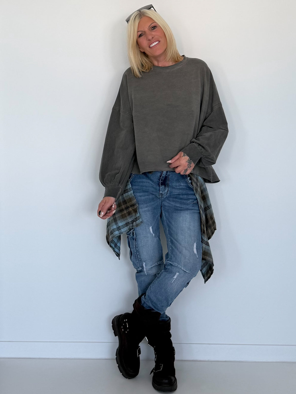 Kastiger Sweater Smile - dark-chocolate