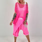 Crochet Sweater Vest - neon pink