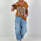 T-shirt with leopard shoe print - camel