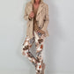 Ripp Shirt mit V-Neck und Spitzendetails - camel
