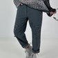 Trousers with elasticated waistband and button details - anthracite