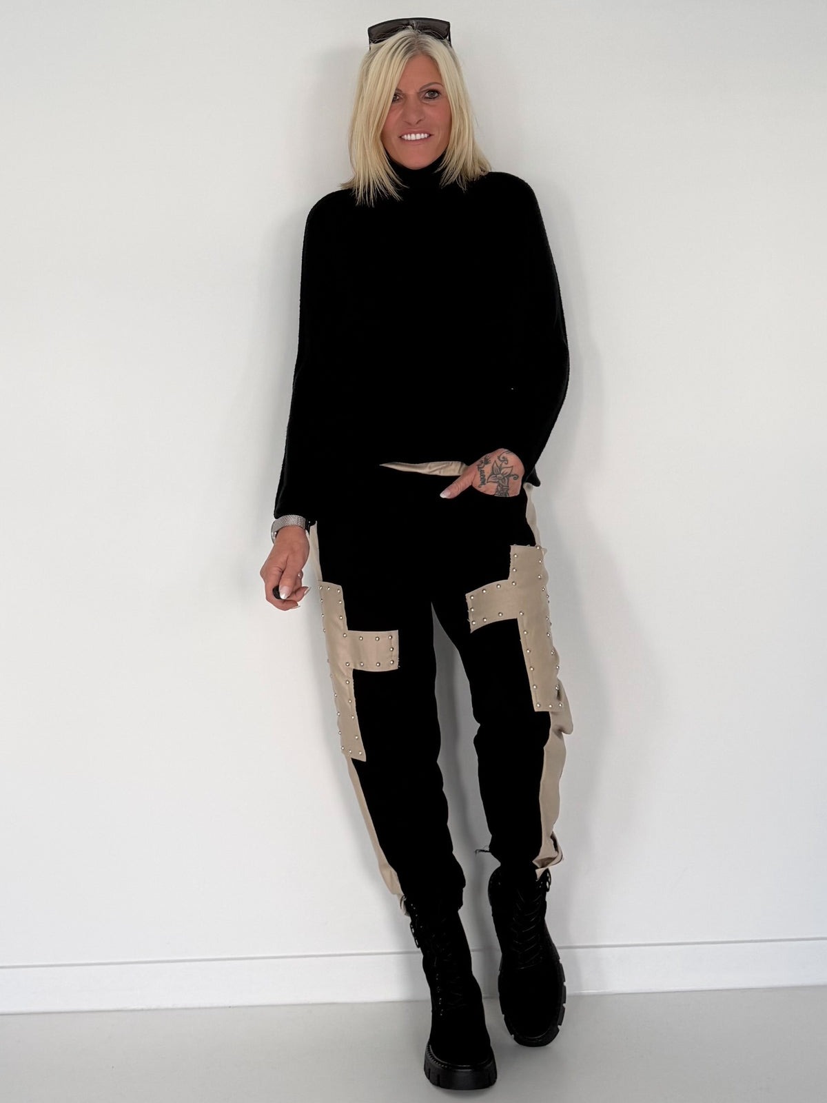 Basic Rollkragenpullover - schwarz