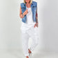 Baggy broek met statement-patch - wit