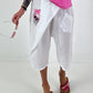 Short Linen Baggy with Overlap and Skull Detail - white