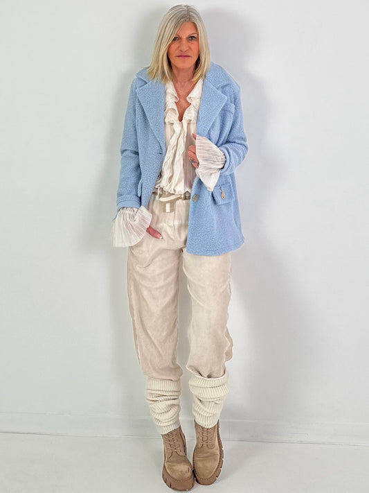 Bouclé Jacke - hellblau