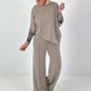 Zweiteiler mit asymmetrischem Shirt - taupe