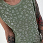 Ripp Top mit Glitzer Leo - khaki