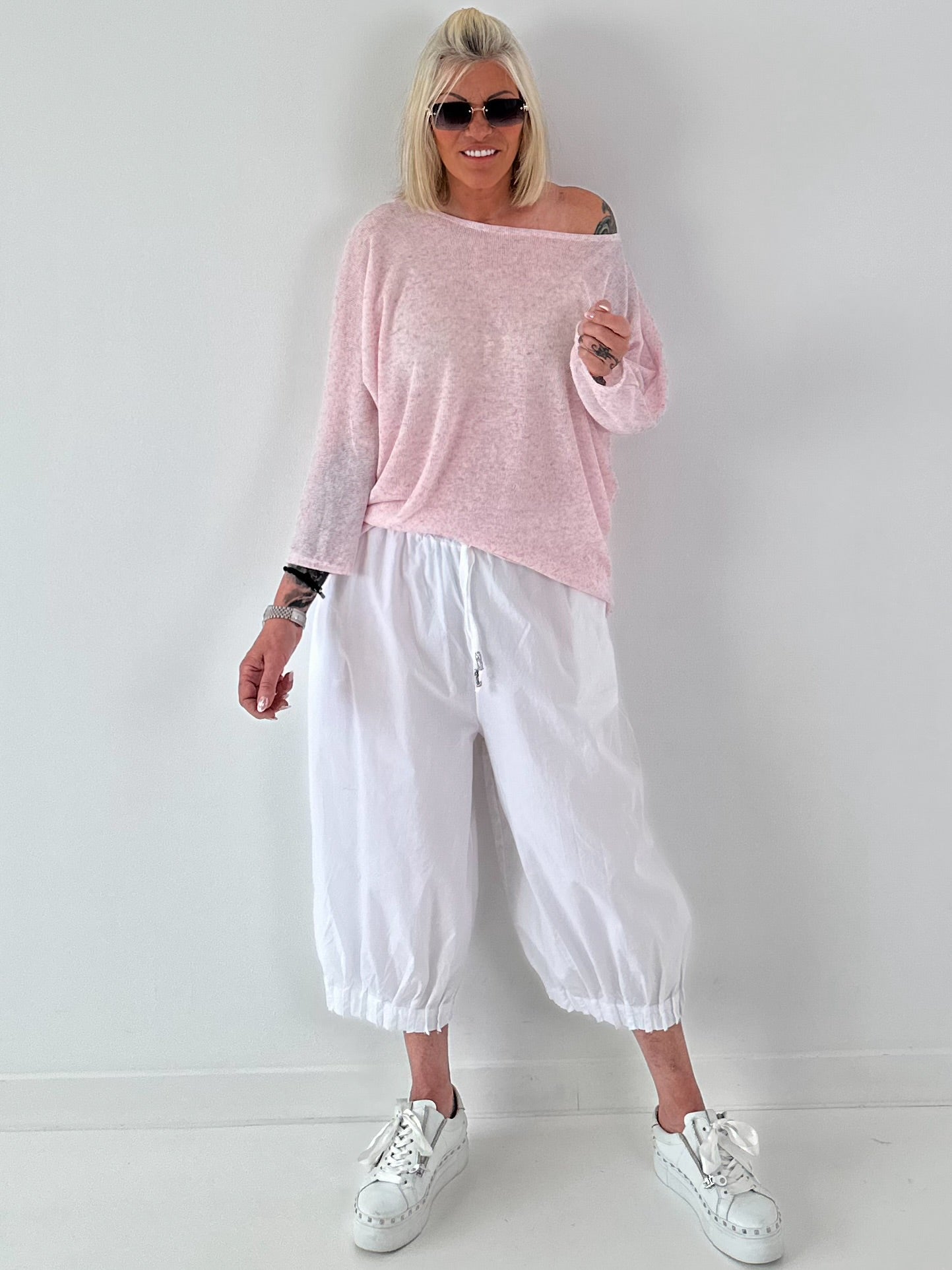 Leichter Oversized Pullover - rosa